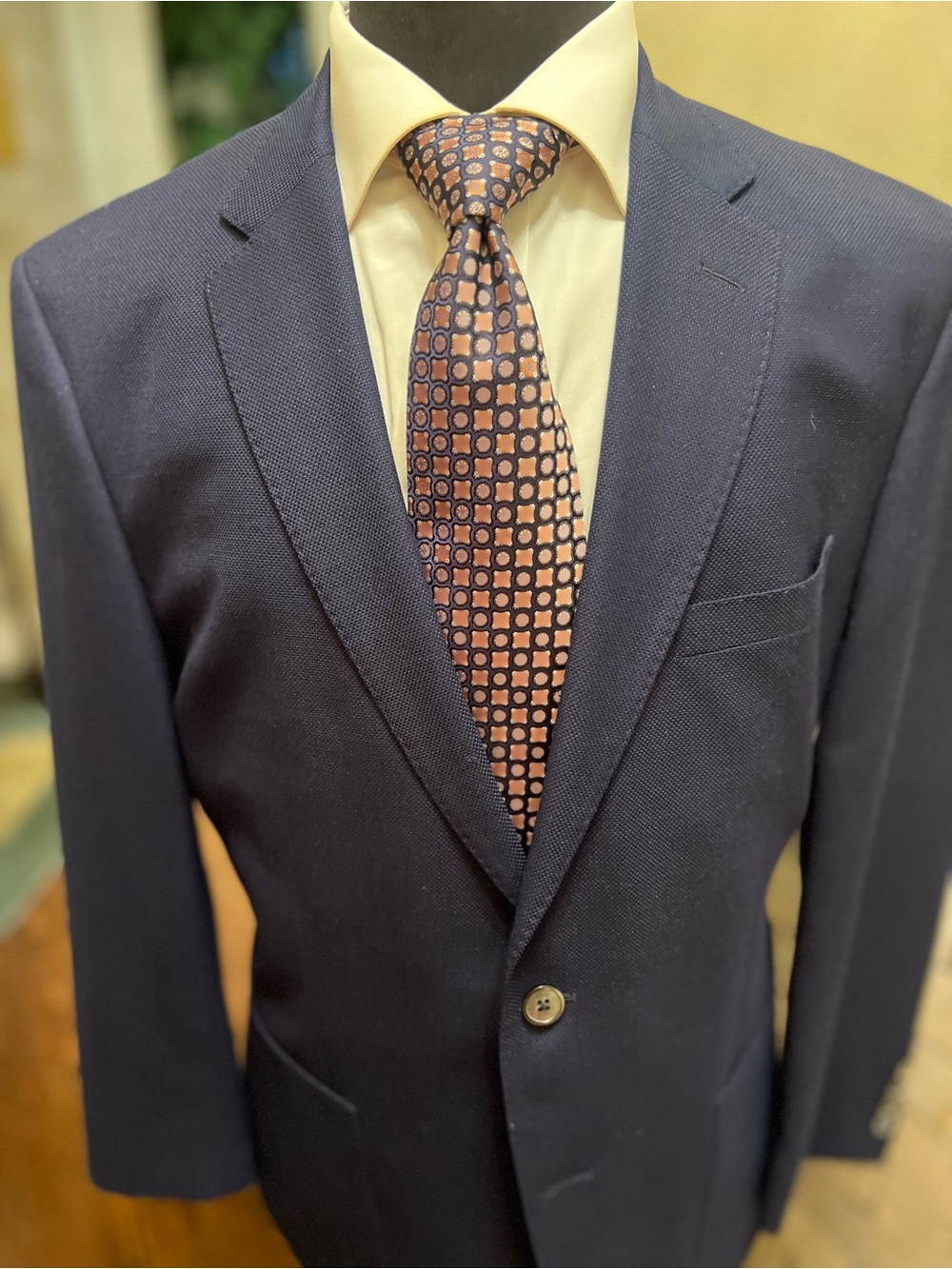 Hugo Boss Navy Textured Sport Coat Blazer Jacket Reda Wool Men 42R - Picture 7 of 13